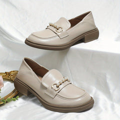 Women's Faux Pearl Loafers Slip On Chunky Shoes