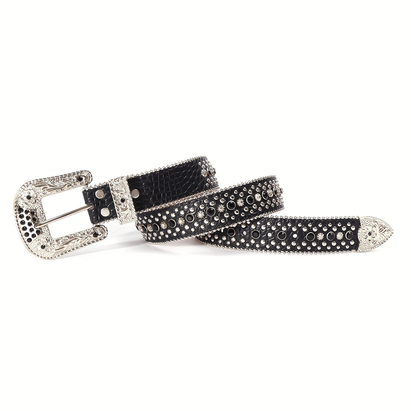 Rhinestone Belt Western Cowboy Cowgirl PU Leather Crystal Studded Strap