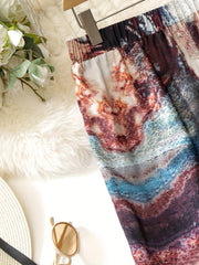 Women's Plus Marble Print High Rise Straight Leg Trousers