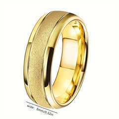 Men's Matte Frosted Ring 18K Plated Stainless Steel Lucky Ring