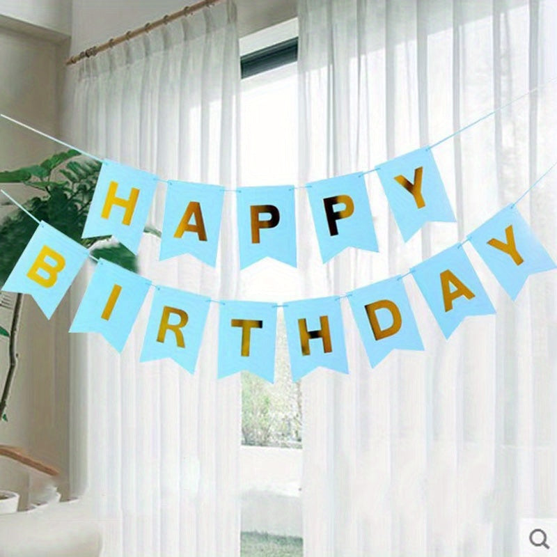 Happy Birthday Pull Flag Letter Bronzing Banner Children's Birthday Decor