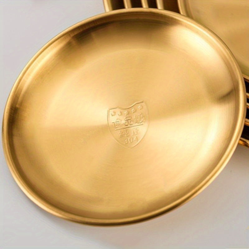 Stainless Steel Round Dining Plate Dessert Tray Snack Nordic Golden