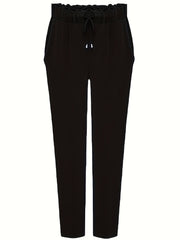  Casual Pants Women's Plus Solid Elastic Drawstring