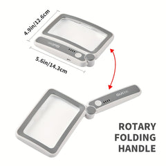 LED Lighted Rectangular Magnifying Glass 4X for Jewelry Books Elderly