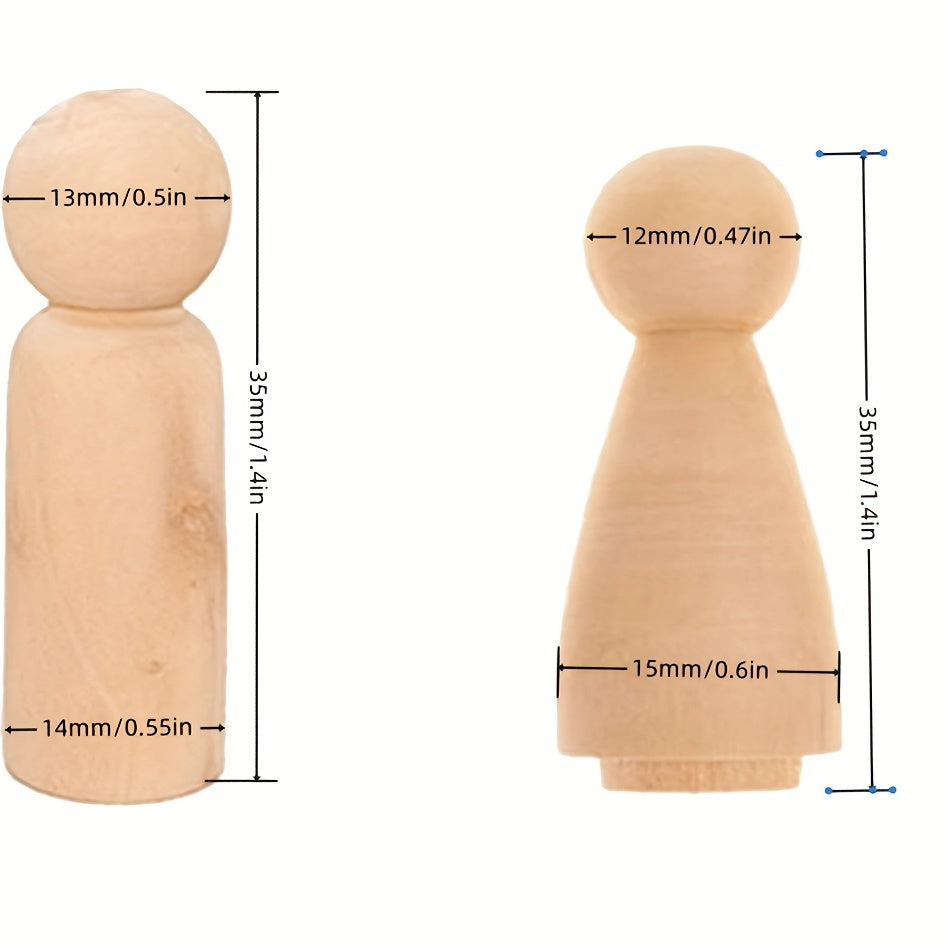 20pcs Unfinished Wooden Peg Dolls Angel DIY Natural Doll Bodies