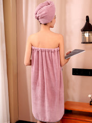Bow Decor Fuzzy Robe Comfy Strapless Robe With Pockets