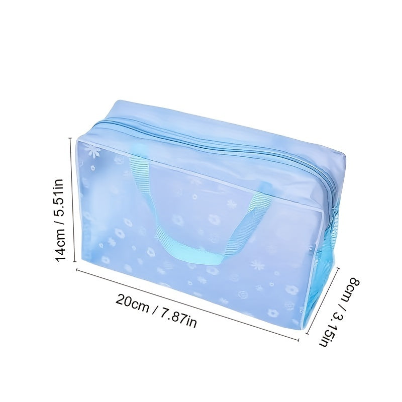 5pcs Flower Pattern Makeup Bag Plastic Handheld Cosmetic Bag