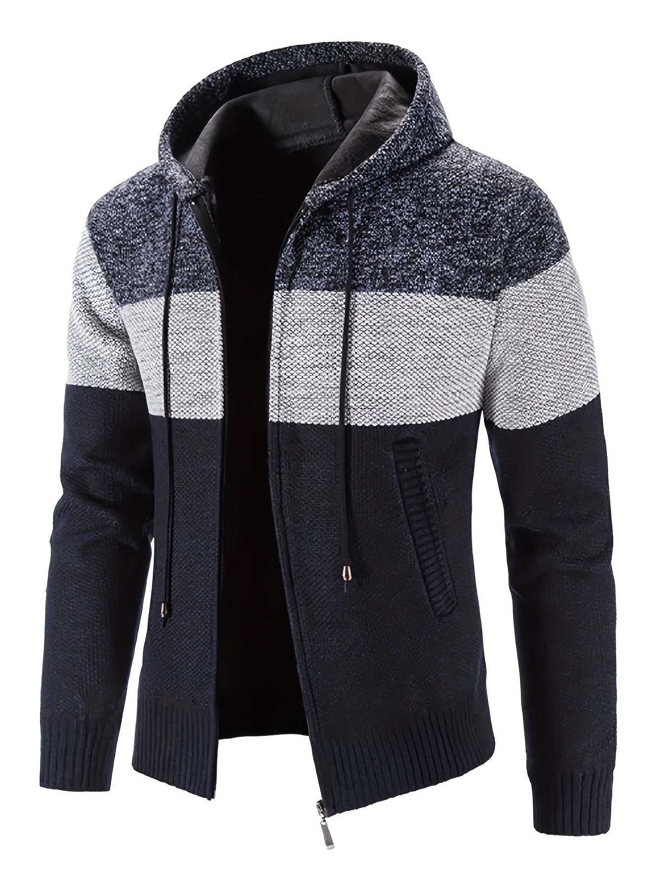 Men's Casual Hooded Cardigan Jacket Zip Up Sweater