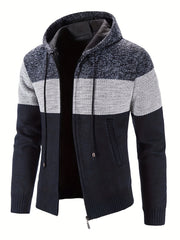 Men's Casual Hooded Cardigan Jacket Zip Up Sweater