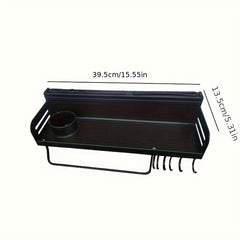Wall Mounted Spice Organizer Rack with Chopsticks Holder