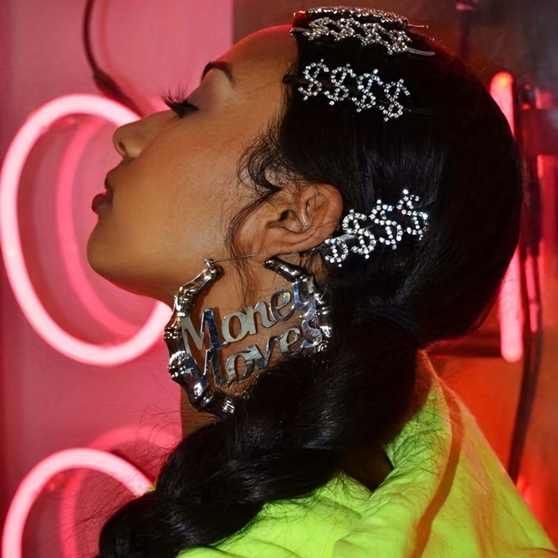 Y2K Alloy Hairpin Rhinestone Dollar Sign Hairpin For Women Girls