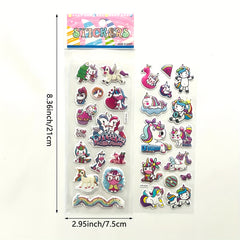 3D Unicorn Stickers 114 Designs Mixed Colors Puffy Sticker Bulk Sheets