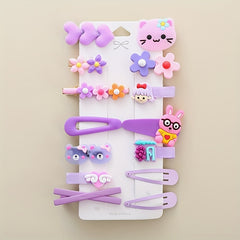 14pcs Cartoon Animal Shape Hair Clips Girls Hair Accessories Set