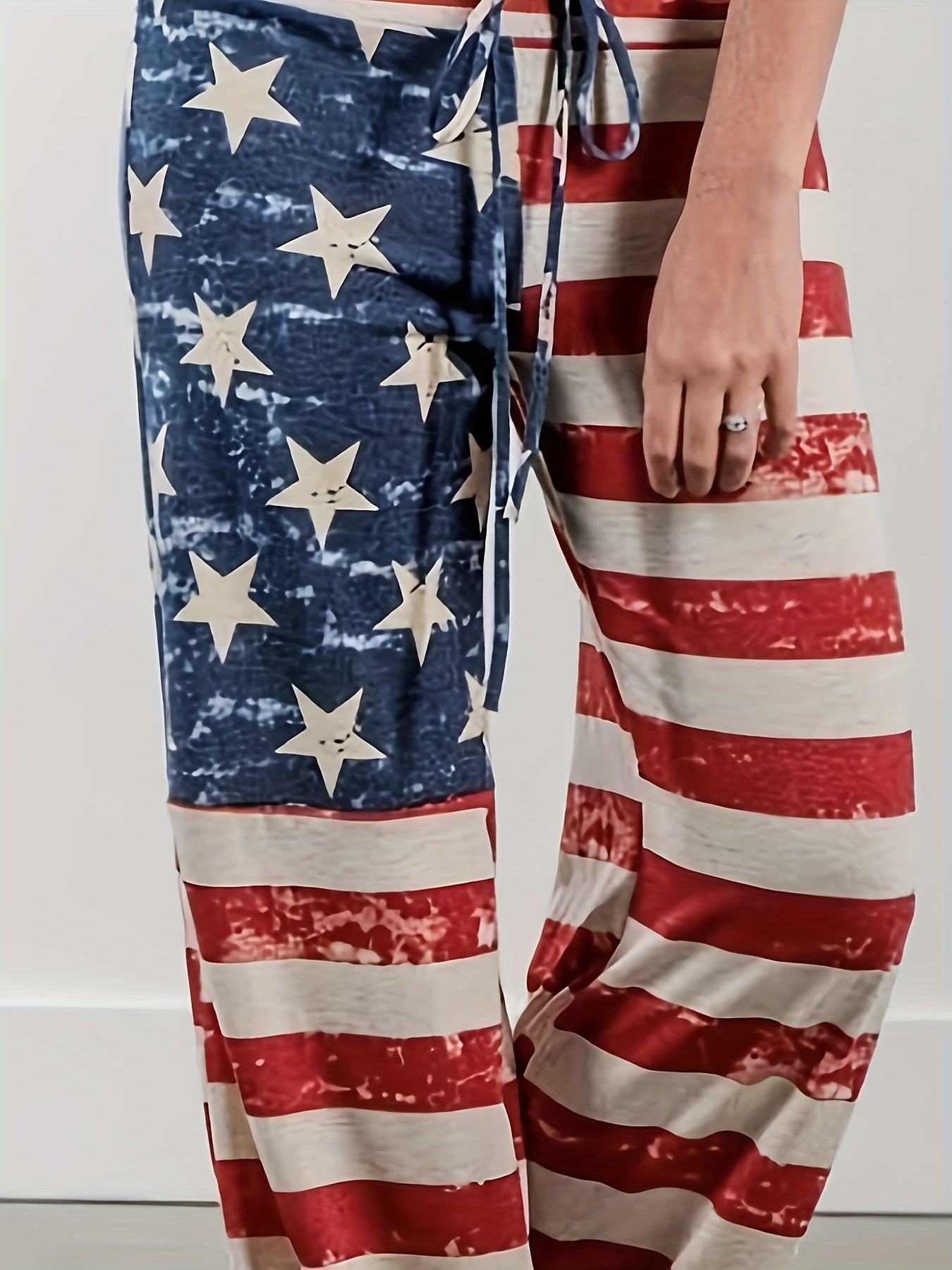 Women's Plus Flag Print Drawstring Pants