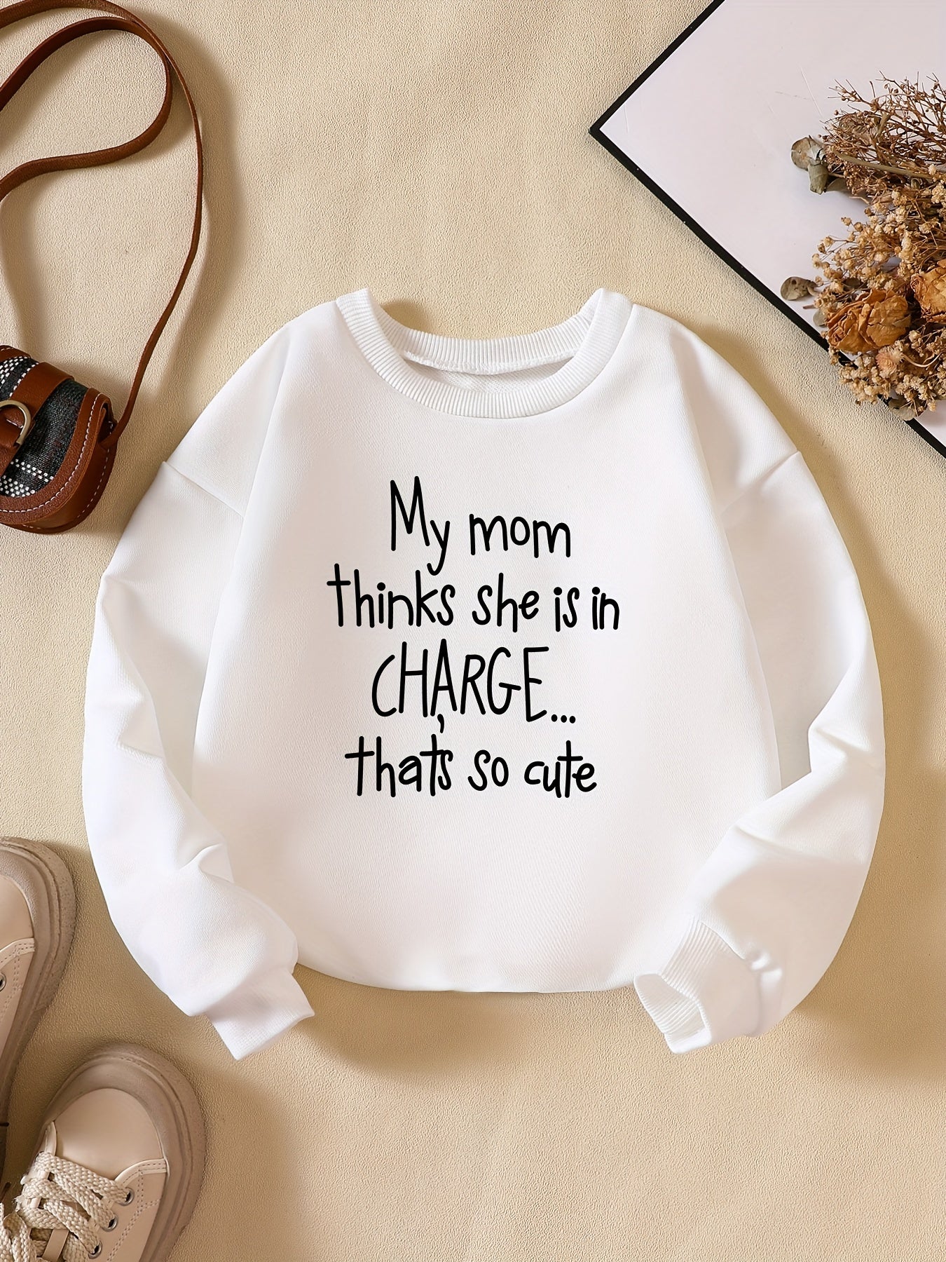 Girls Letter Print Sweatshirt Pullover for Party Holiday Outfit
