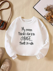 Girls Letter Print Sweatshirt Pullover for Party Holiday Outfit