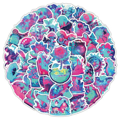 55pcs Neon Cartoon Vinyl Stickers Waterproof DIY Decals for Laptops Skateboards