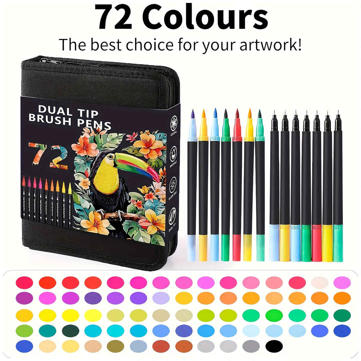 AIWOLIN Dual Brush Marker Pens 72 Colors Water Based
