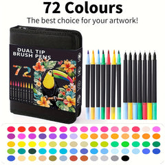 AIWOLIN Dual Brush Marker Pens 72 Colors Water Based