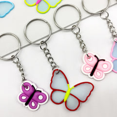 16pcs Butterfly Keychain Party Favors Mini Keyring Classroom Prizes Gift Bag Stu