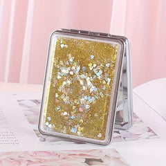 Double-Sided Sparkly Glitter Quicksand Makeup Mirror