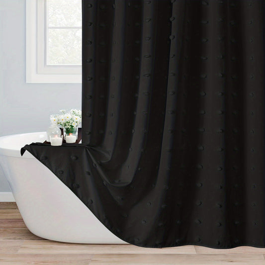 Boho Tufted Pleat Fabric Shower Curtain
