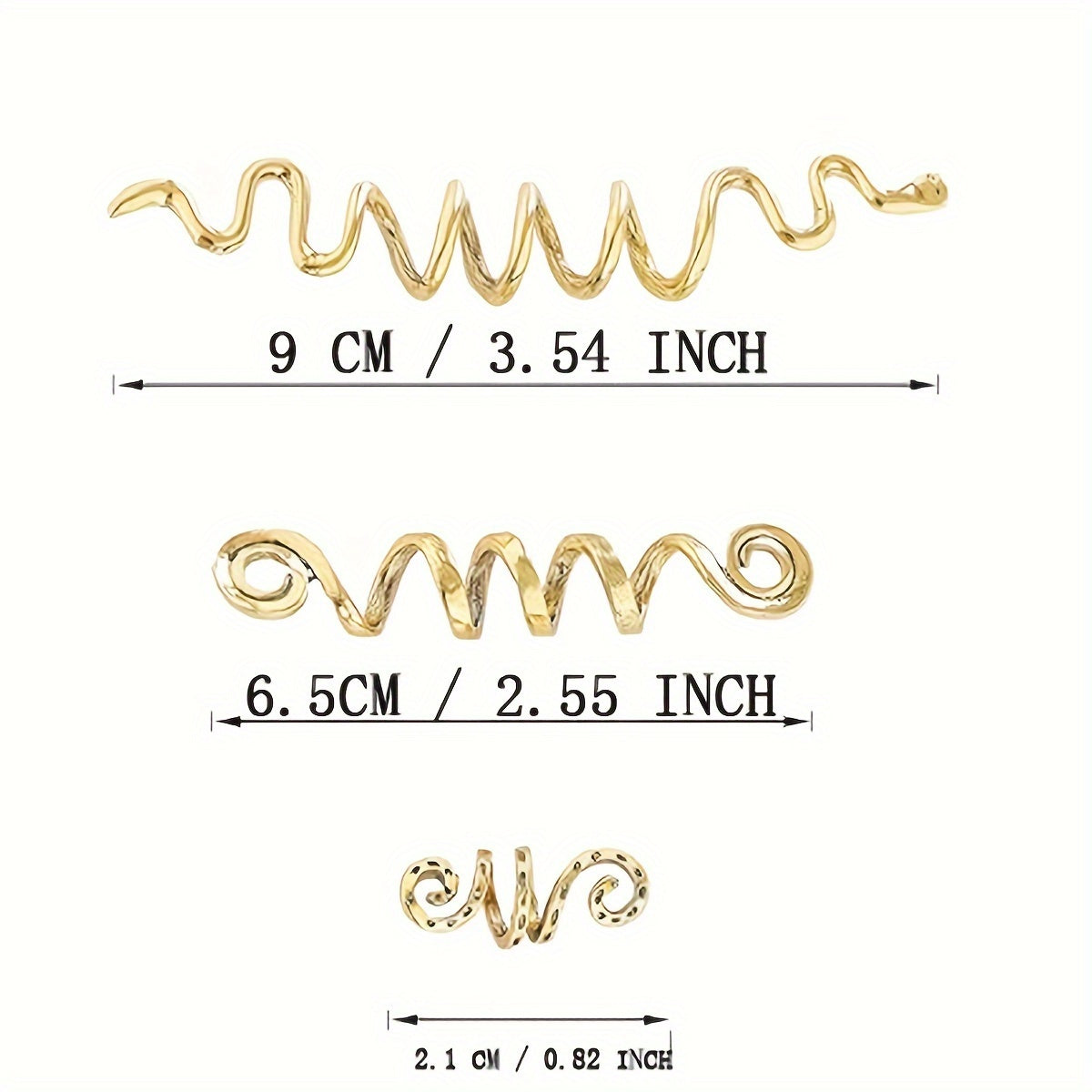 3 Pcs Snake Hair Jewelry For Braids Decoration - Golden