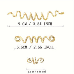 3 Pcs Snake Hair Jewelry For Braids Decoration - Golden