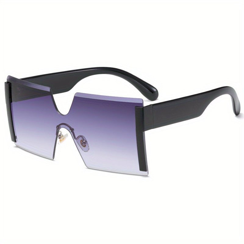 Y2K Rimless Sunglasses Large Square Gradient Sun Shades UV400