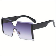 Y2K Rimless Sunglasses Large Square Gradient Sun Shades UV400