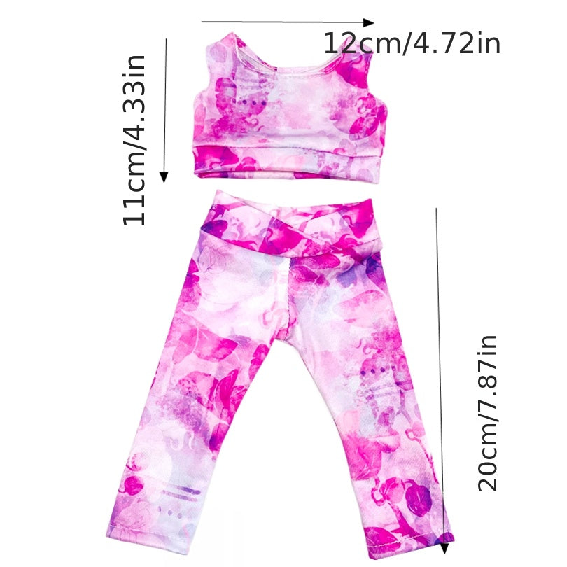 Butterfly Pattern Yoga Suit Doll Clothes Set for 45-72 cm Girl Dolls