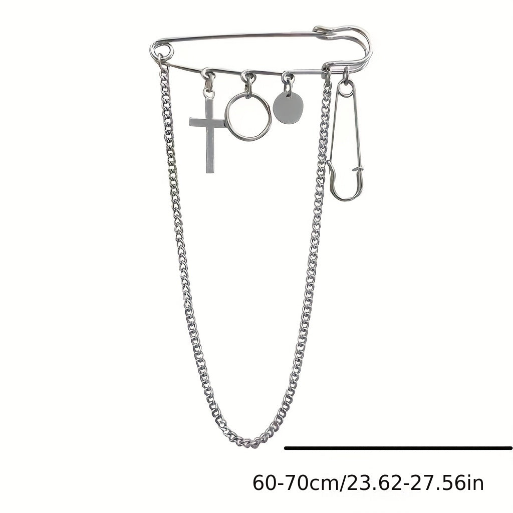 Chain Cross Brooch Tassel Pin Buckle Clothes Accessories