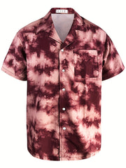Spiral Dye Hawaiian Shirt Men's Casual Button Up Short Sleeve Shirt