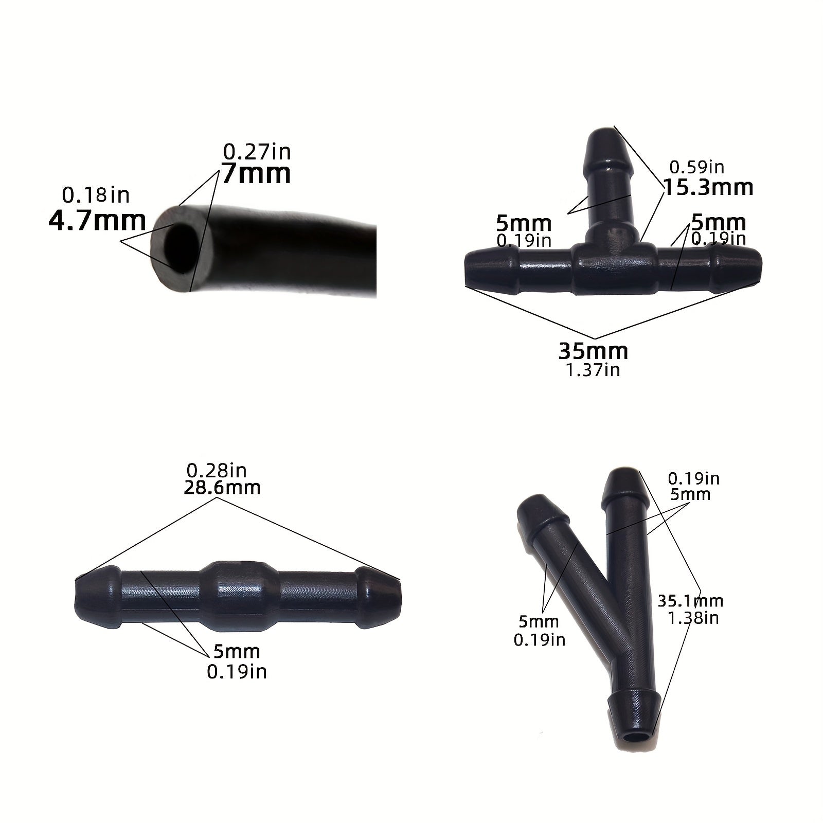 Windshield Washer Hose Kit 2m Universal 4 Connectors Water Pump Nozzle Install