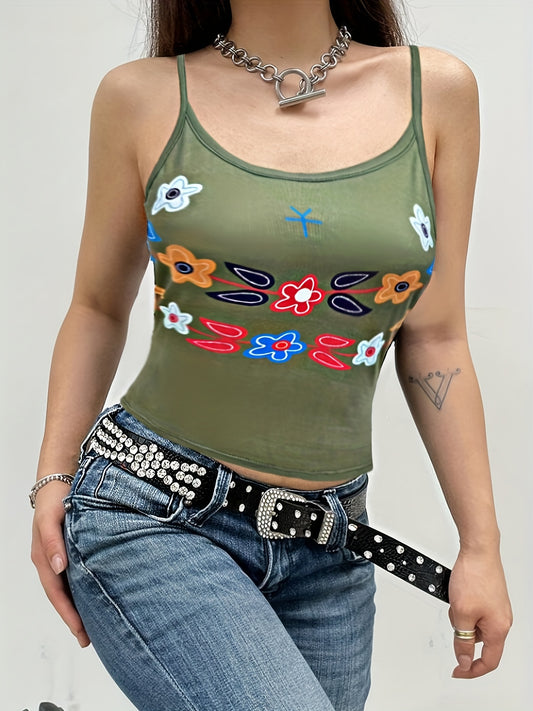 Floral Print Cami Top Summer Sleeveless Women's Clothing
