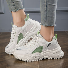 Women's Soft Sole Breathable Chunky Sneakers Lace-Up Casual Running Shoes