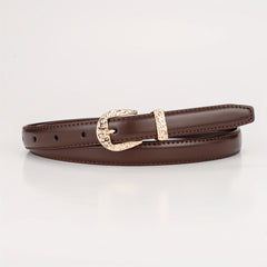 Vintage Solid Belt Golden Embossed Buckle PU Leather Waistband for Women