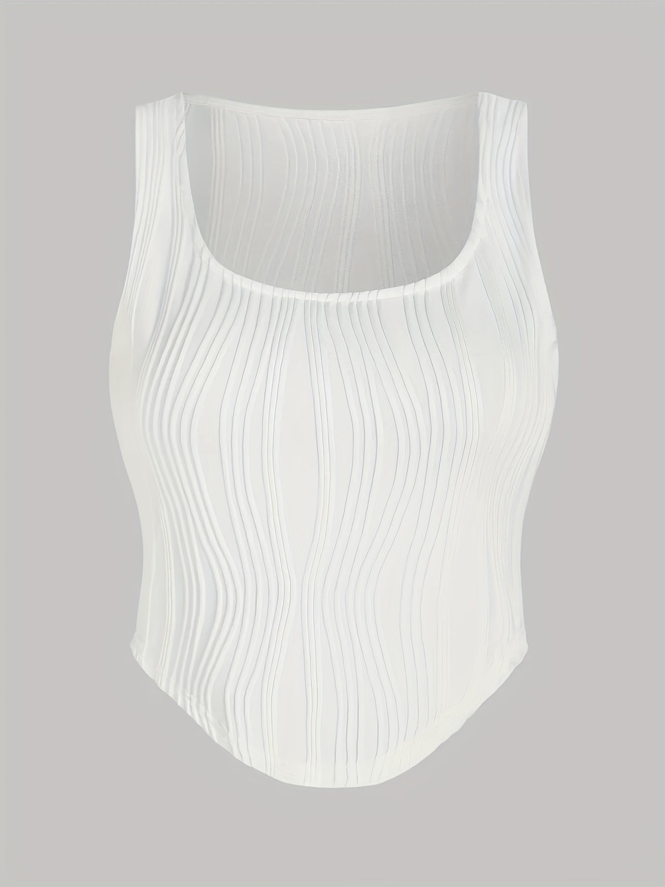 Wavy Striped Tank Top Sexy Scoop Neck Summer Sleeveless Top