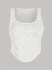 Wavy Striped Tank Top Sexy Scoop Neck Summer Sleeveless Top