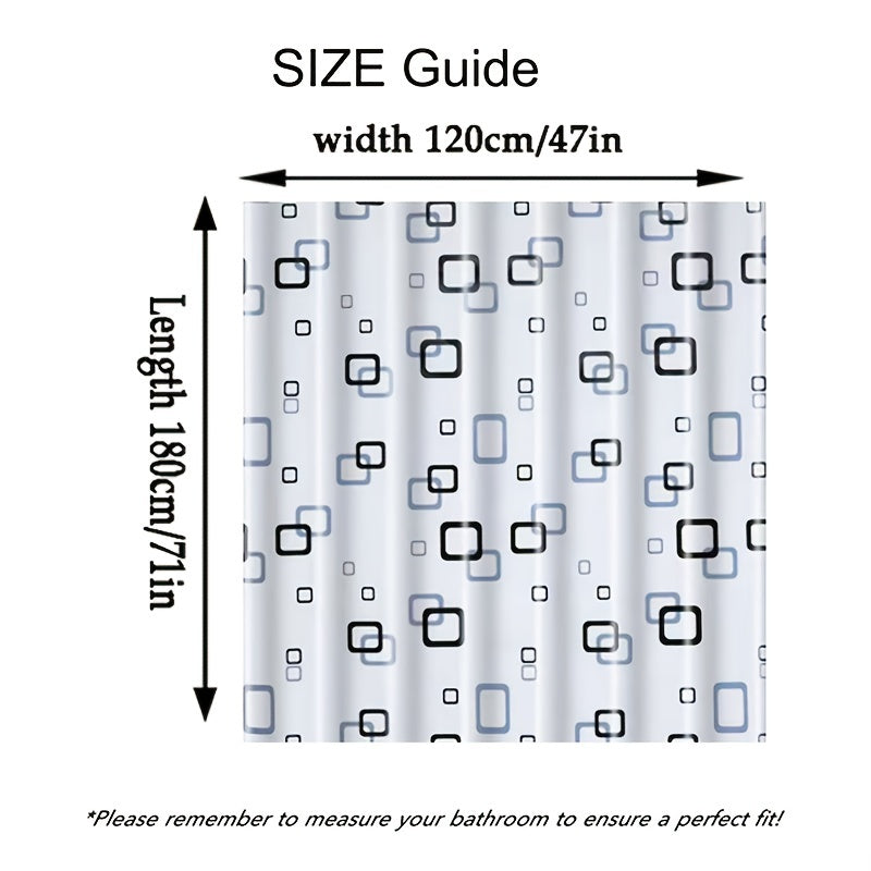 Small Checkered Shower Curtain PEVA Waterproof with Hooks Bathroom Accessories