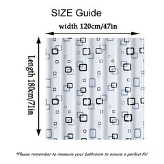 Small Checkered Shower Curtain PEVA Waterproof with Hooks Bathroom Accessories