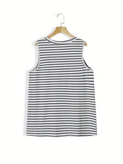 Women's Plus Solid Hoodie & Striped Tank Top Outfit
