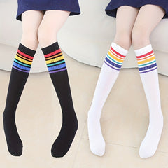 Colorful Striped Knit Socks for Girls
