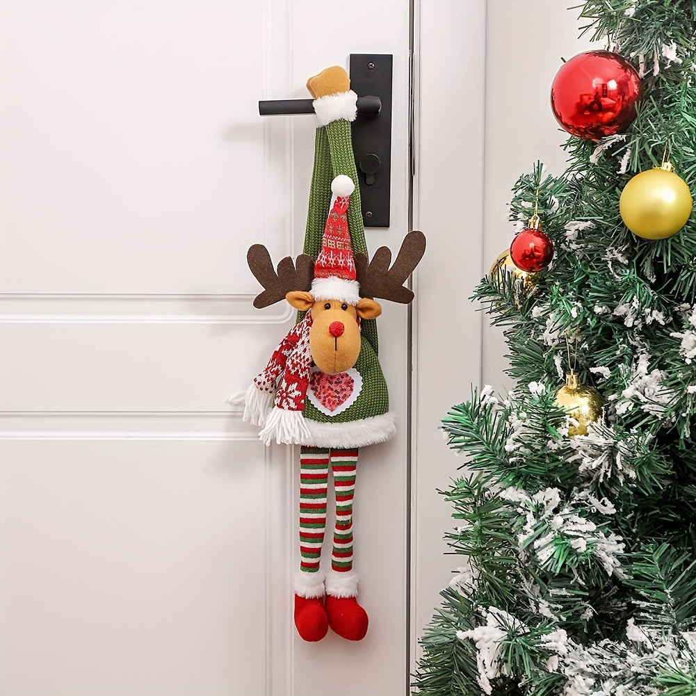 3pcs Christmas Decorations Set Elk Santa Claus Curtains Tree Decorations