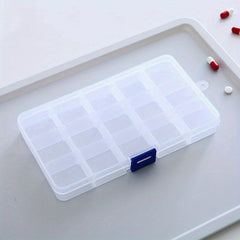 Grid Transparent Plastic Storage Box for Jewelry Fishing Gear Medicine