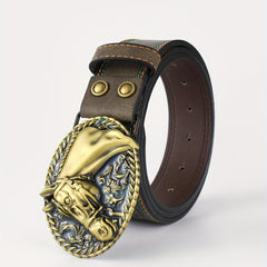 Men's Yellow Buckle Belt PU Leather