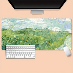 Landscape Painting Oversized Mouse Pad Retro Art Table Pad