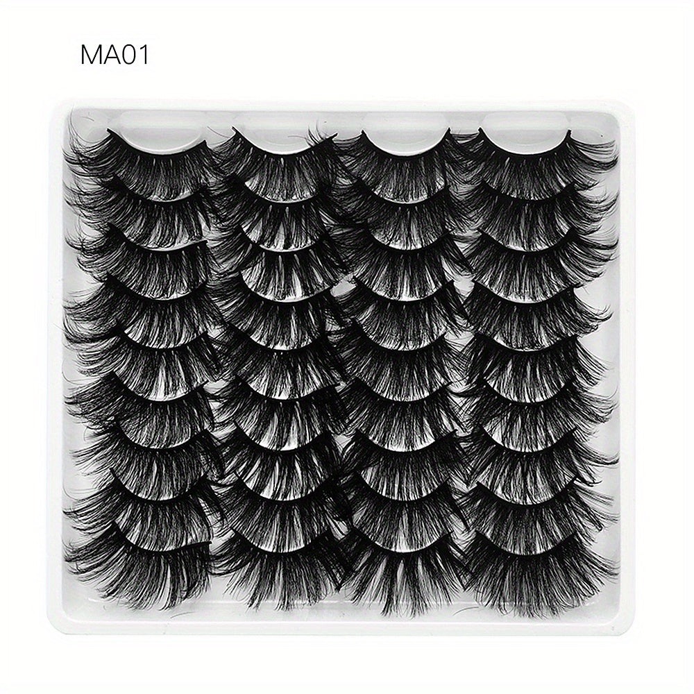 18 Pairs Fluffy False Eyelashes Natural Thick Faux Mink Hair Lashes