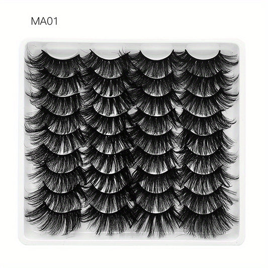 18 Pairs Fluffy False Eyelashes Natural Thick Faux Mink Hair Lashes