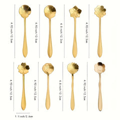 8pcs Flower Spoon Small Tea Spoon Coffee Spoon Stainless Steel